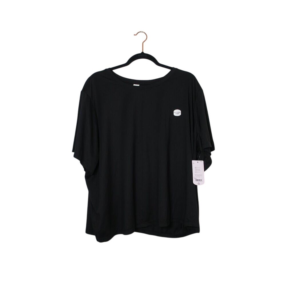 Xersion Women Plus Size 3X Black Quick-Dry Tee Short Sleeve Peached Soft Touch